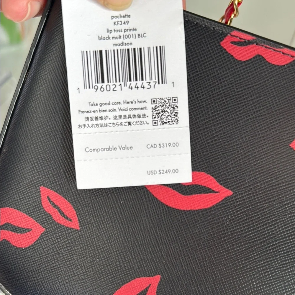 Kate Spade Black and Red Crossbody Bag with Lip Print NWT - Picture 3 of 5